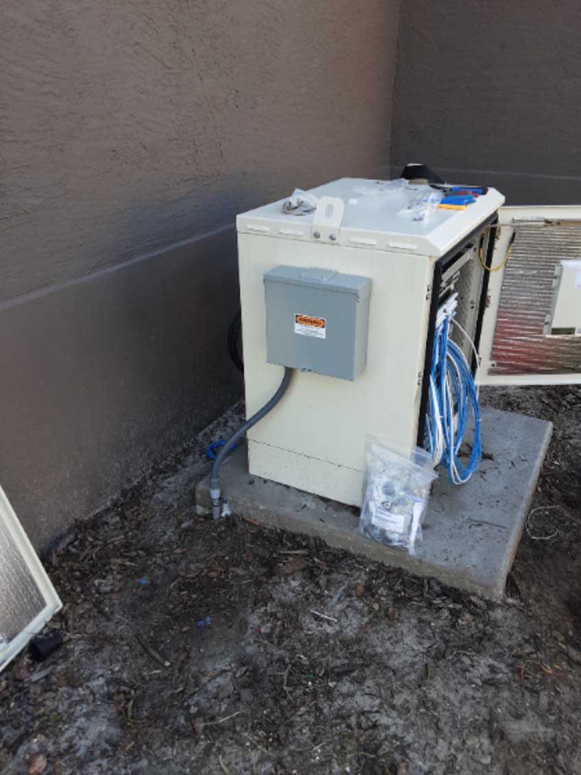 electrical generator in a metal cupboard