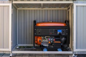 electrical generator in a metal cupboard