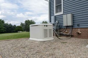 technician installing a Generac standby generator