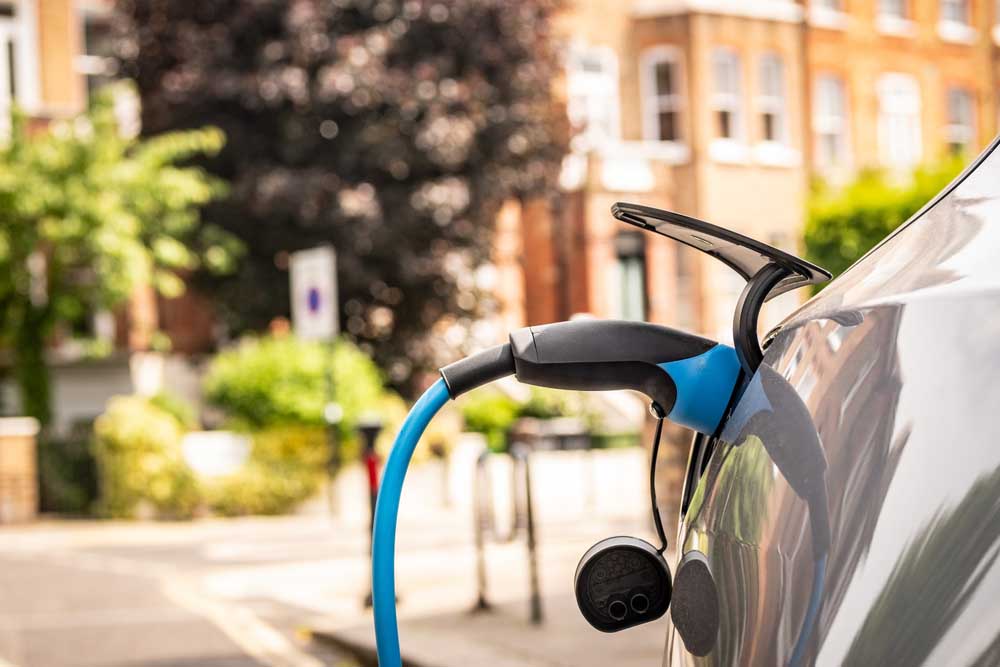 EV car being charged
